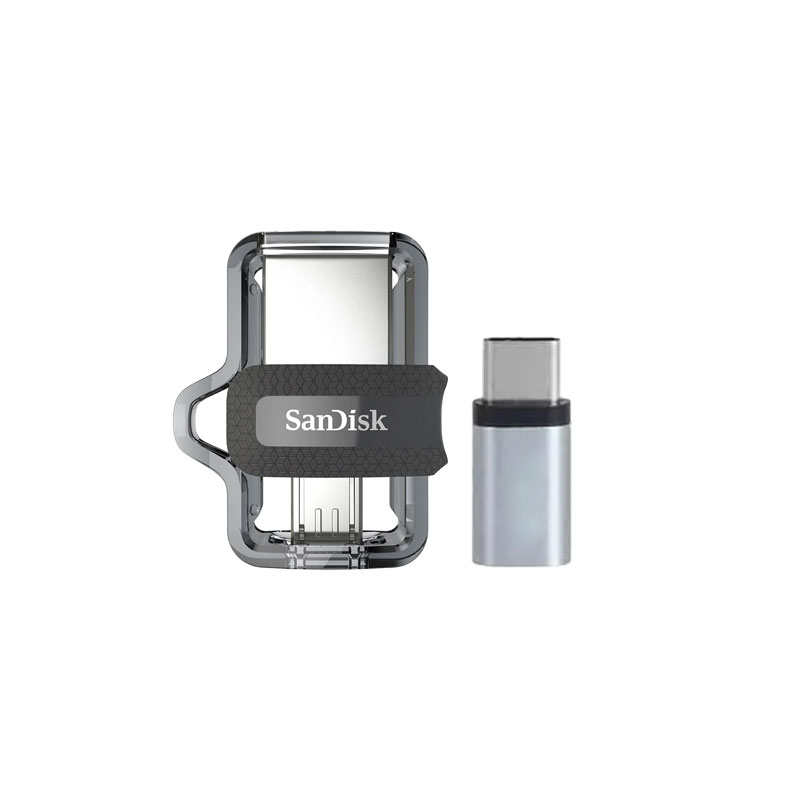 فلش مموری سن دیسک مدل Ultra Dual Drive M3.0 ظرفیت 256 گیگابایتمبدل Type C